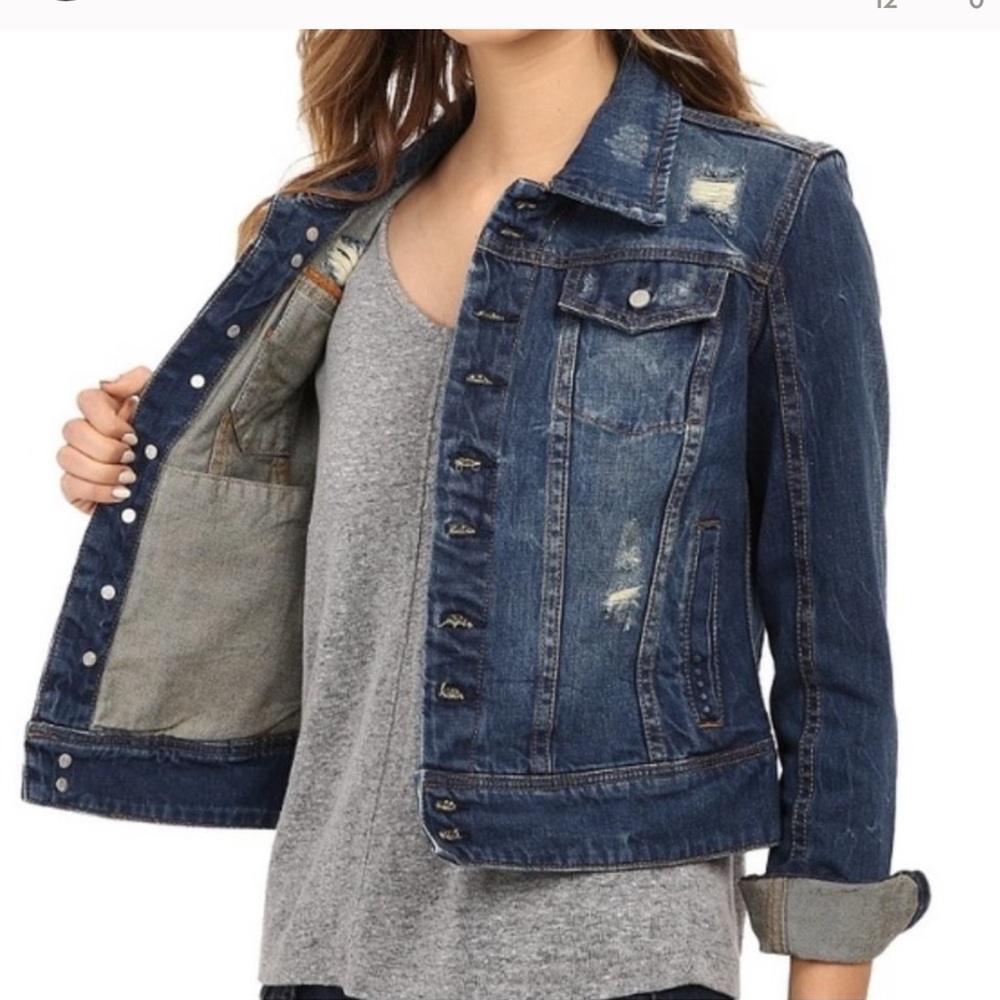 NWOT Blank NYC Distressed Denim Jacket Medium Wash